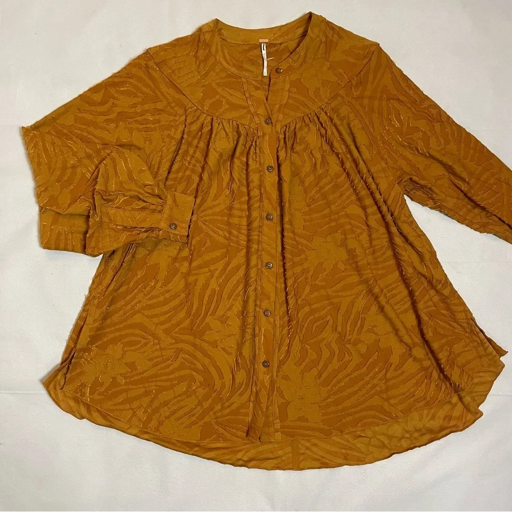 New Free People Can't Stop Dreaming Brown Long Sleeve Tunic Size XS